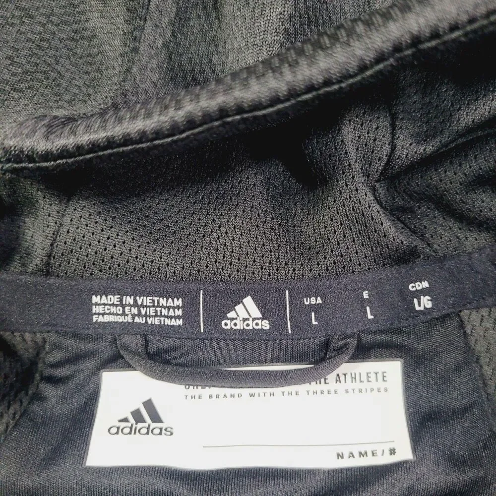 Adidas Hoodie Mens Large Black ClimaWarm Full Zip Logo Thermal Athletic